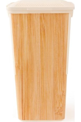 Qutu Ahşap Görünümlü Çamaşır Sepeti - Beyaz - 55 Lt Beyaz