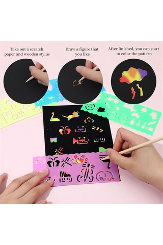 Gökkuşağı Çizik Kağıdı Sanat Seti Çizik Kağıdı, Siyah Çizik Kağıdı Sağlar