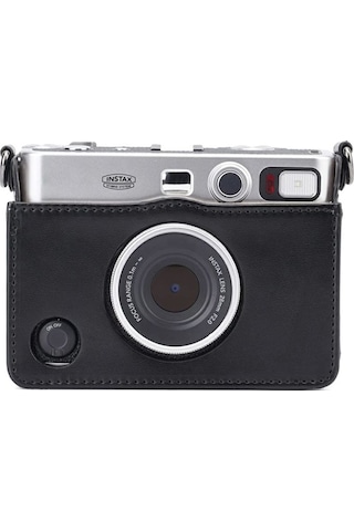 Butu Instax Mini Evo İçin Pu Deri Retro Kamera Çantası Omuz Askılı Anti-damla Koruyucu Kapak - Siyah