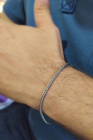 Gümüş Tilki Kuyruğu Model Erkek Zincir Bileklik Diğer