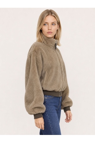 Loft Kadın Bej Kapüşonlu Oversize Mont Lf2043908 Q1.v1