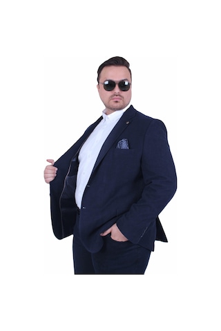 Mocgrande Erkek Büyük Beden 4 Drop Blazer Şönili Ceket 500602 Lacıvert Lacivert