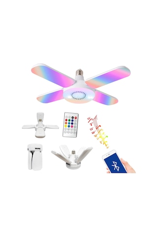 Müzik Lambası Led Tavan Rgb Animasyonlu 220V E27 Duy Bluetooth