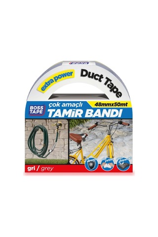 Boss Tape Kanal Tamir Bandi, 50 Metre Uzunluk X 48 Mm Kalinlik, Gri