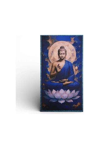 Lotus Üzerinde Buddha Ahşap Tablo - Zen & Meditasyon Duvar Dekoru - 16x28 Cm Özel Baskı Spiritüel Sanat