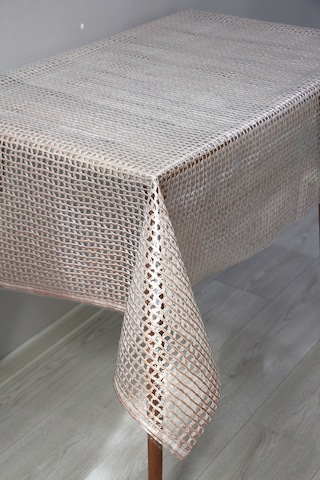 Pvc Şeffaf Kaplama Silinebilir Masa Örtüsü Örgü Hasır Bakır