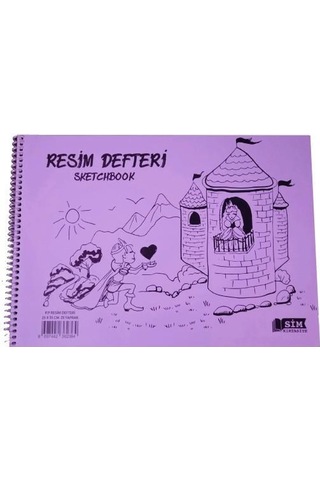 Sim 25x35 Spiralli Plastik Kapak 25 Yaprak Resim Defteri 12 Adet