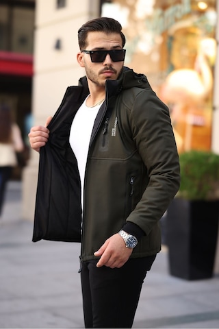 Mero Life Outdoor Kapüşonlu Su Ve Rüzgar Geçirmez Kapitone Içi Kürklü Elyaf Dolgulu Şişme Haki Softshell Mont Haki