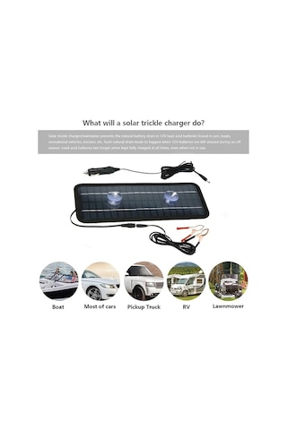 Motion003 1 Takım Monokristal Güneş Paneli Şarj Cihazı Siyah Dc Çıkış 18v 12v Araç Fişi Timsah Klipsli Kablo Karavan Güneş Panelleri