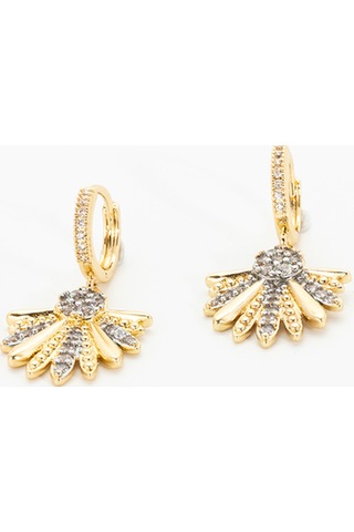Biem Midye Model Taşlı Küpe Gold/gümüş
