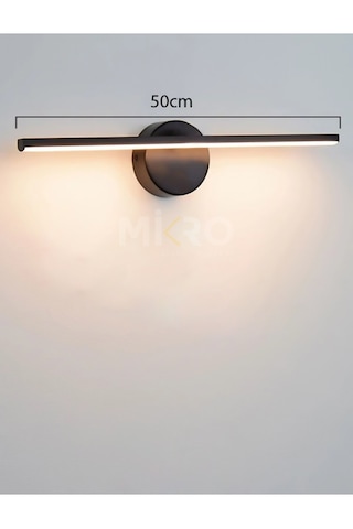 Laaysa Dekoratif Banyo Duvar Ayna Tablo Aydınlatması Led Flüt Aplik 50 Cm Siyah