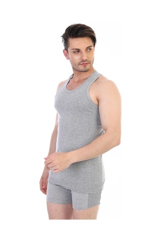 Çift Kaplan Erkek Ribana Spor Gri Atlet 915