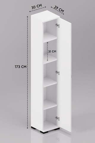 Mutfak Dolabı Çok Amaçlı Dar Kiler Dolap Raflı Kapaklı Organizer 5 Katlı 244 Beyaz Çok Renkli