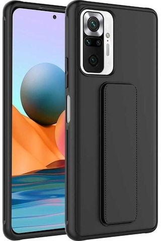Xiaomi Redmi Note 10 Pro Kılıf Zore Qstand Kapak Siyah