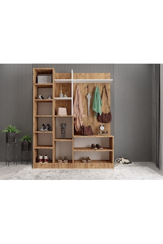 Çizgi Portmanto Vestiyer- Çam Beyaz-180 cm