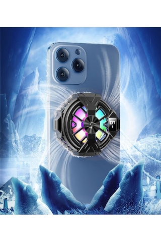 Mıknatıslı Mobil Fan Rgb Led Işıklı Isı Derece Göstergeli Gaming Live Cep Telefon Soğutucu Radyatörü