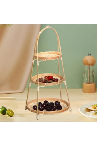 Suntek Magideal Bambu Meyve Kasesi Mutfak Düzenleyici Dekor 3-katman