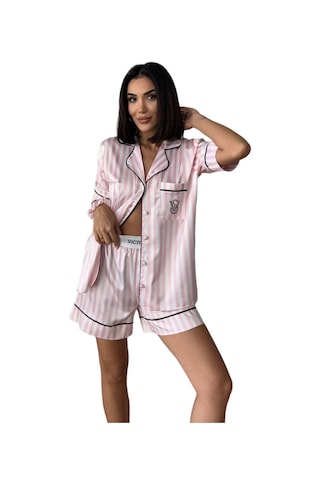 Victoria"s Secret İpek Saten Yazlık Pijama Takımı Toz Pembe Açık Pembe