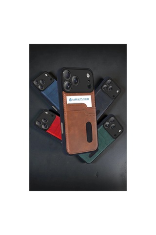 İphone 17 Pro Sara Kartvizitli Deri Kılıf
