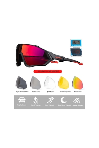 Kapvoe Typhoon Değişebilir 5 Lens Mtb Polarize Bisiklet Spor Dağ