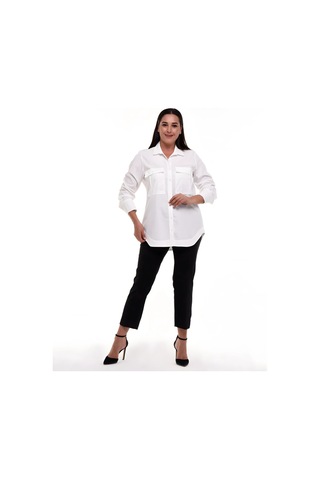 Hanezza Şıklığı Ve Rahatlığı Bir Arada Sunan Kadın Büyük Beden Gömlek Beyaz - 591269987 Beyaz