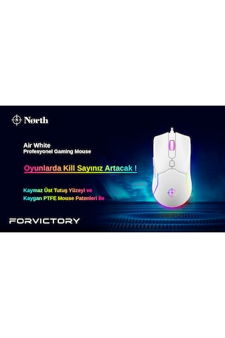 North Air White Kablolu RGB Optik Oyuncu Mouse
