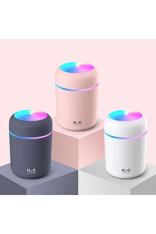 300 Ml Mini Usb Hava Nemlendirici Ve Buhar Makinesi - Led Işıklı Taşınabilir Koku Giderici Masaüstü Difüzör, Ev, Ofis Ve Araç İçi Nemlendirici Karışık Renk: Beyaz, Pembe Veya Siyah Çok Renkli