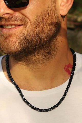 Siyah Kral Erkek Çelik Zincir Kolye 5 Mm 55 Cm Ck11 Siyah