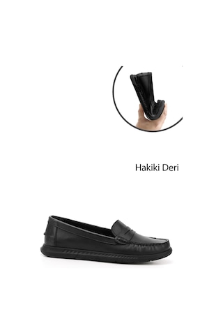 Gönderi(R) Gönderi R Siyah Rok Hakiki Deri Comfort Loafer Siyah