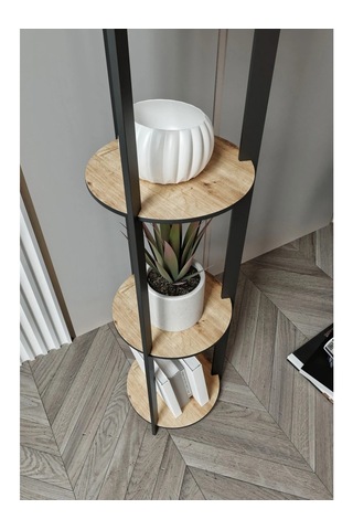 Ravilo Radiante Yuvarlak Raflı Lambader Meşe