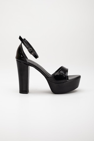 Tek Bant Rugan Siyah Kadın Platform Topuklu Abiye Ayakkabı 2387 Siyah