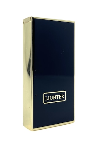 Lighter Klasik Metal Gazlı Çakmak Altın & Siyah Tasarım Taşlı Çakmak, Yedek Çakmak Taşı Ve Özel Hediyelik Kutulu