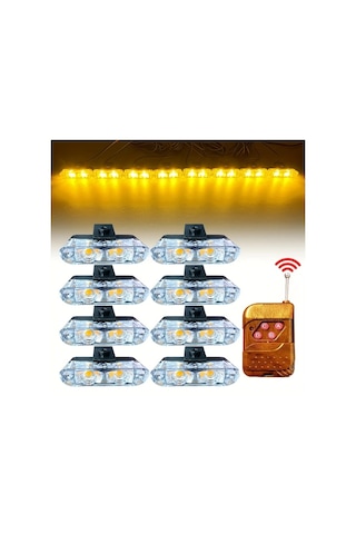 Xuweiwei 8 Adet 16led Kablosuz Uzaktan Kumandalı Sarı Araba Işıkları Kamyonlar Arabalar Vanlar İçin 12v Ön Gövde Lambaları