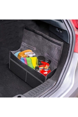 Automix Bagaj Çantası Fileli Ön Cepli Velur Halı Velcro Cırt Bantlı Araç İçi Düzenleyici 50x30x12,5cm 044218