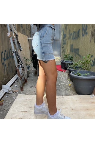 Kaizer Kadın Kot Mini Etek Buz Mavisi