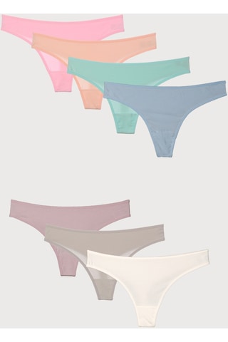 Kadın Külot Tanga 7 Li Paket Likralı Somon 198183 R20 Somon