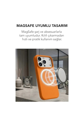 Apple İphone 17 Pro Max Uyumlu Magsafe Lansman Silikon Kılıf Turuncu