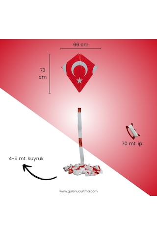 Naylon Elmas Uçurtma - Bayraklı - Orta Boy
