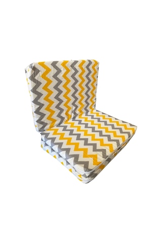 Bebek Yatağı Oyun Parkı Çocuk Yatağı Katlanabilir Sünger Yatak 60x120-4 Cm Sarı Gri Zikzak