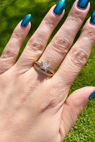 Gold Çift Sıralı Yıldız Yüzük Gold