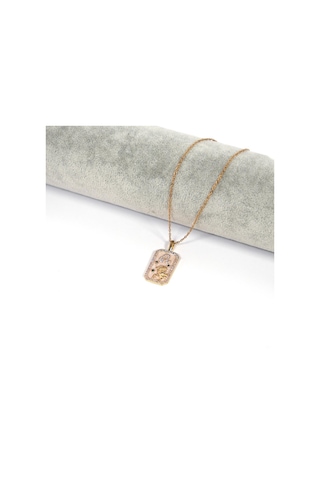 Çelik Kolye, Altın Kaplama Aslan Burcu Kadın Kolye K-116 Altın