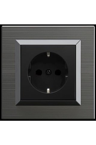 Quantum Manyetik Gri Siyah Topraklı Priz Mekanizma Çerçeve