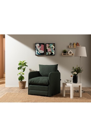 Pafu Saga Tekli Katlanır Yataklı Koltuk Keten Haki