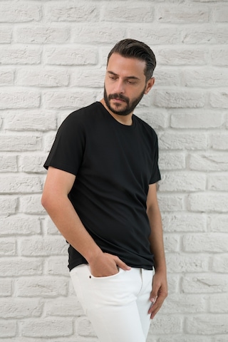 Paul Martin Slimfit Fit Bisiklet Yaka Rayon Kumaş Full Likralı T-shirt Siyah