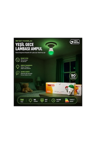 10 Adet 1w E27 Yeşil Yuvarlak Gece Lambası Led Ampul Eamp-075 5224 Belirtilmemiş