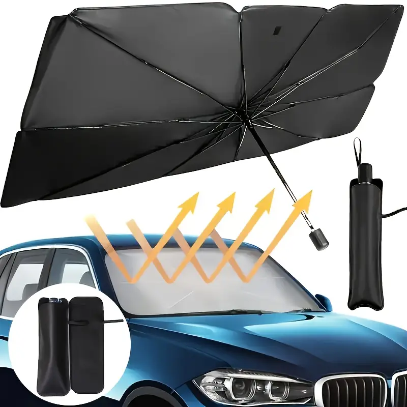 Alpera Auto - Araba Ön Cam Güneşliği - Katlanabilir Şemsiye - Gri & Siyah Renk - Numaratör li Gri - Siyah