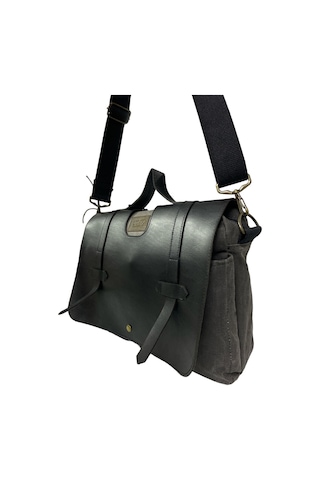 Old Cotton Cargo Kanvas Su Geçirmez Unisex Disayn Okul Gezi Iş Outdoor Postacı Çantası 35x24cm Siyah
