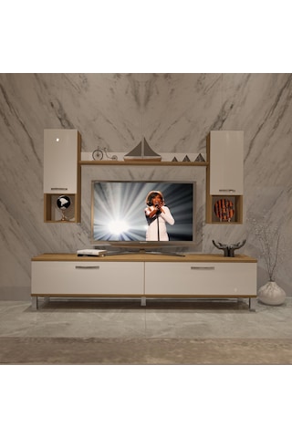 Decoraktiv Eko 5da Mdf Std Krom Ayaklı Tv Ünitesi Tv Sehpası Pera - Beyaz
