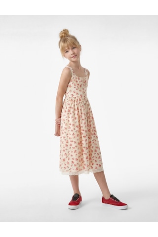 Koton Kare Yaka Viskon Karışımlı A Kesim Çiçekli Askılı Elbise Pembe Desenli 6skg80191aw