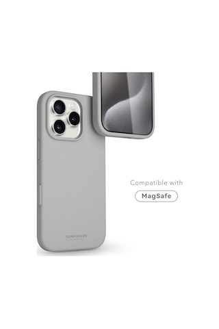 Vonmahlen Apple Uyumlu iPhone 16 Pro Max Magsafe Silikon Kılıf Açık Gri